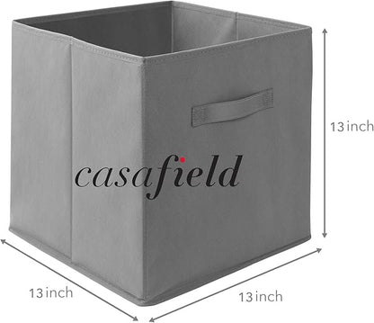 Casafield Set of 6 Collapsible Fabric Cube Storage Bins, Gray - 13" Foldable Cloth Baskets for Shelves, Cubby Organizers & More