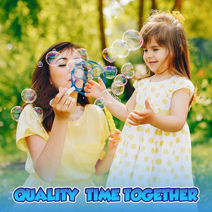 Bubble Wands for Kids - Giant Bubble Wand Set with Tray, Outdoor Toy for Kids, 11 Pcs Large Ring Kit with Mix Solution