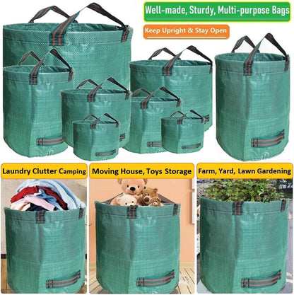 Standard 2-Pack 16 Gallon Yard Lawn Garden Bags (D18, H15 inch) with Gardening Gloves, Yard Waste Bags,Patio Debris Container,Camping Trash Bin,Recycling Bag,Laundry Bin,Lawn Weeds,Leaf Bags 4 handles