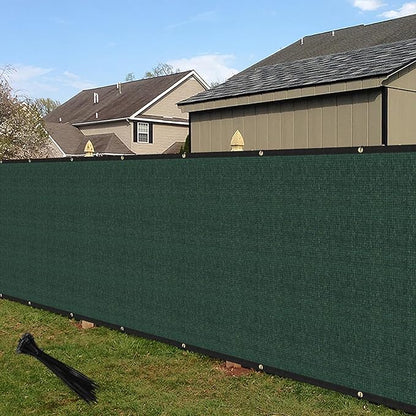 ECOOPTS 4'x227' Privacy Fence Screen Windscreen with Copper Grommets, Fit for Commercial Fence and Residential Garden Outdoor 90% UV Blockage, Cable Zip Ties Included (Green)