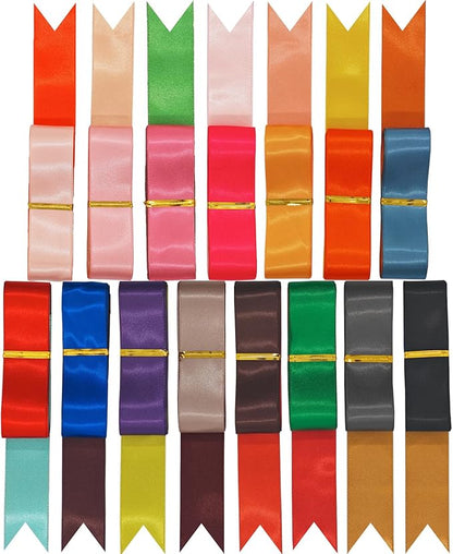 Ribbon 1 Inch, Double Faced Two Tone Satin Ribbon for Gift Wrapping, Flower Bouquet, Bow, Hair, Wedding, DIY Crafts, Christmas; Holiday Party Decorations, 15 Color Sets 2 Yards Each, 30 Yards Total