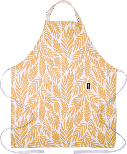 Premium Adjustable Cooking Aprons for Women with Pockets, Poly-Cotton Waterproof Kitchen Apron, Cute Floral Design, Long Ties