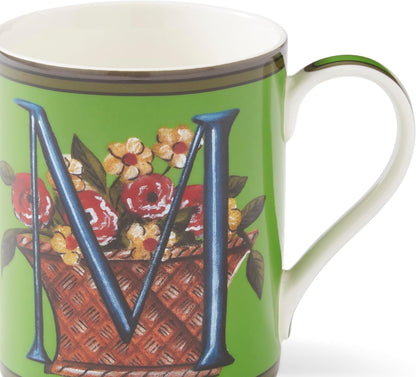 Spode Kit Kemp Alphabet Mug - Letter M Monogram in Fine China, 12oz Ceramic Coffee Cup for Hot Drinks, Personalized Drinkware for Unique Gifts, Dishwasher Safe Tea or Coffee Mug - Gift Box Included