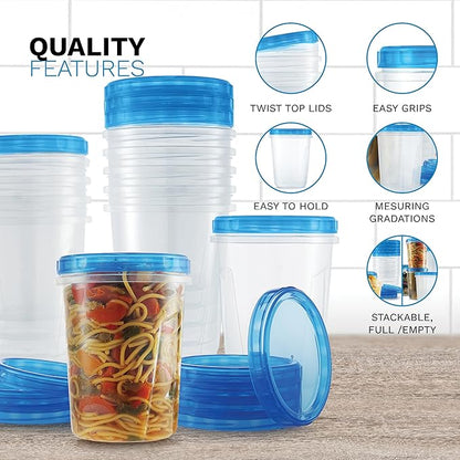 Tafura 6 Pack Leakproof Freezer Containers for Food with Twist Top Lids - 32 Oz BPA Free Reusable Plastic Soup Containers with Screw On Lids - Ideal for Meal Prep, Leftovers & Pantry Organization