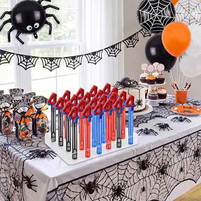 Jenaai 24 Spider Web Bubble Wands Number 4 Spider Bubble Wand Party Favors for Summer Activity Cartoon Birthday Gifts Carnival Goody Bag Stuffers Wedding Supplies