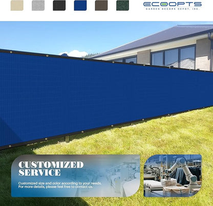 ECOOPTS 4'x83' Privacy Fence Screen Windscreen with Copper Grommets, Fit for Commercial Fence and Residential Garden Outdoor 90% UV Blockage, Cable Zip Ties Included (Blue)