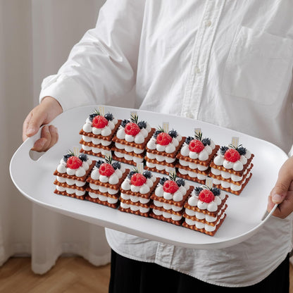 Extra Large Serving Platter, Set of 2, 18.75 x 14.375 x 2 Inch Large Melamine Serving Tray with Handle,Rectangular Serving Trays for Party