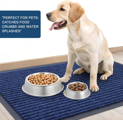 OLANLY Front Door Mat Indoor Outdoor Entrance, Waterproof Heavy Duty Doormat, Fade Resistant, Low Profile, Easy Clean Patio Porch Welcome Floor Mats for Entry, 47x23, Blue