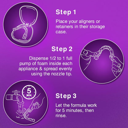 GuruNanda Aligner & Retainer Cleaner Foam – Gentle Cleaning for Aligners, Retainers, Veneers & Mouthguard, Helps Neutralize Odors, Ideal for Daily Use, 100 ml