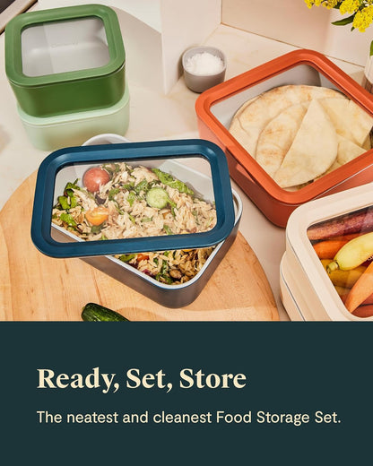 Caraway 14pc Glass Food Storage Container Set - Easy to Store, Non Toxic Lunch Box - with Glass Lids