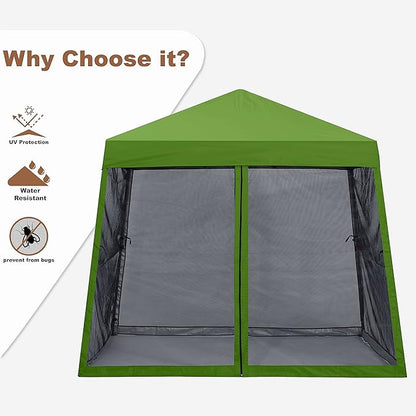 MASTERCANOPY Pop Up Gazebo Canopy with Mosquito Netting (10x10, Grass Green)