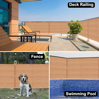 Eden's Decor Balcony Privacy Screen Brown/Khaki 2'6"x 22' Cover Mesh Windscreen Weather-Resistant UV Protection for Backyard Deck, Patio, Balcony, Pool, Porch, Fence, Railing, Gardening