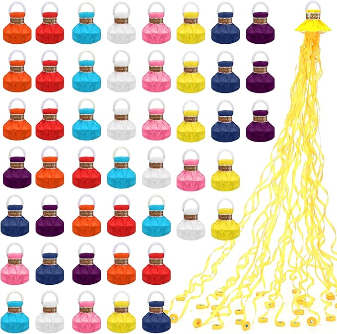 Arrowbash 48 Pcs No Mess Streamers Confetti Hand Throw Streamers Paper Crackers for New Years Wedding Opening Celebrations Birthday Retirement Engagement Graduation Party Favors Decor(Multicolor)