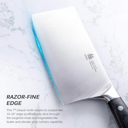 Kyoku Samurai Series - 7" Cleaver Knife - Full Tang - Japanese High Carbon Steel Kitchen Knives - Pakkawood Handle with Mosaic Pin