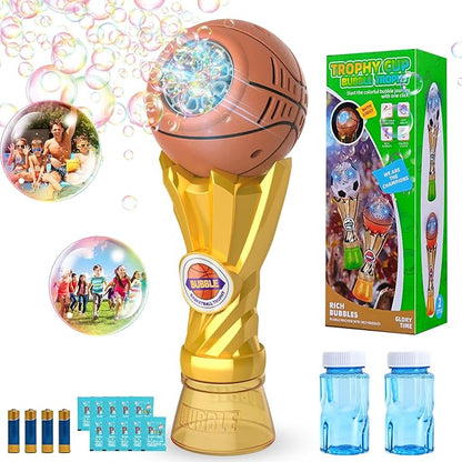 Basketball Trophy Bubble Wand,Basketball World Cup Bubble Machine for Kids,Light Up Bubble Maker,Bubble Blower,Outdoor Party Birthday Bubbles Toy for Toddlers,Gifts for Boys Age 3-8 Years Old.