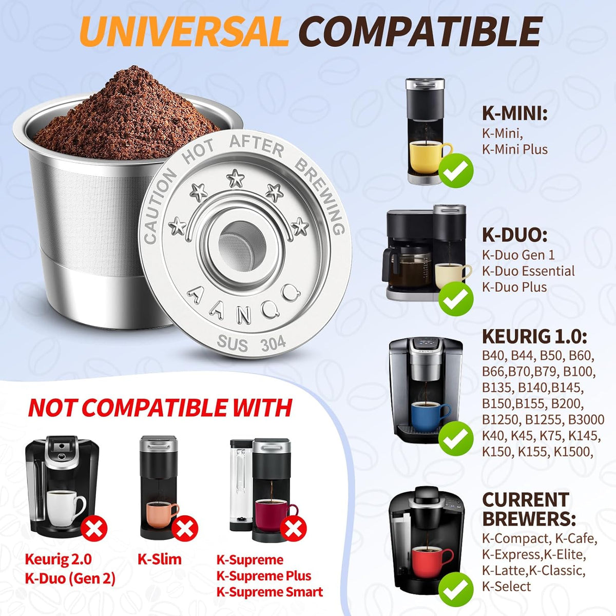 4 Pack K Cup Reusable Coffee Pods for Keurig: Stainless Steel Refillable K Cup - Reusable Coffee Filter for Keurig 1.0 Coffee Maker, Permanent