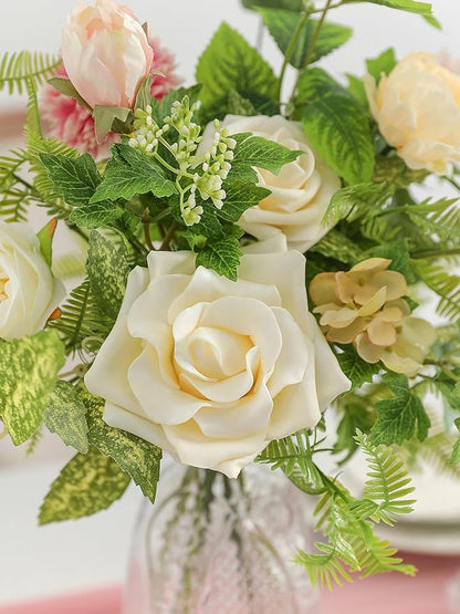 Artificial Flowers, Yellow Green Silk Fake Flowers for DIY Wedding Bridal Bouquets, Wedding Cake Flowers for Table Centerpieces Baby Shower Birthday Party Home Decorations