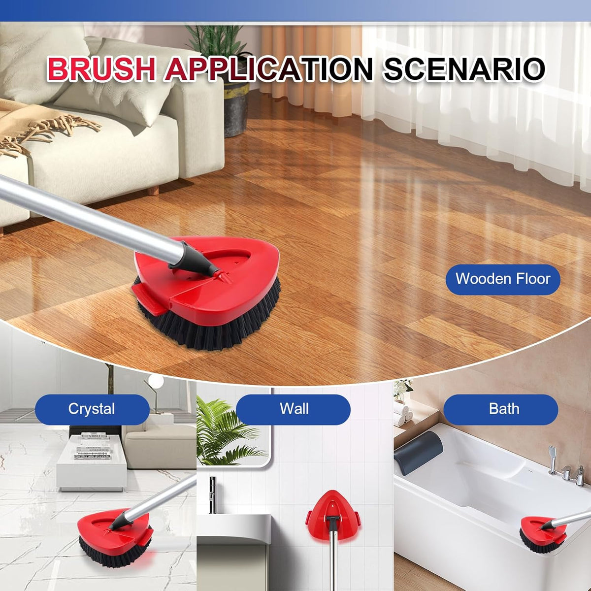Upgraded Scrub Brush Compatible with O-Cedar EasyWring 1 System 7 Pack Triangle Mop Reusable Mop Pads Mop Head Mop Replacement Set with Base for Deep Clean White