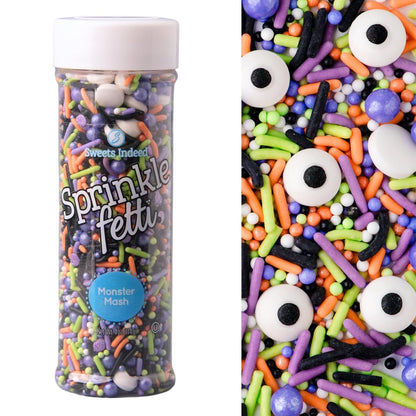Sweets Indeed Sprinklefetti Monster Mash Sprinkles – 4 oz Jar, Halloween Sprinkle Mix with Candy Eyeballs, Jimmies, Nonpareils & Confetti