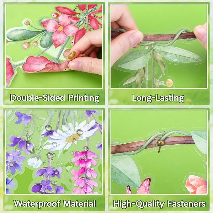 Pre-Strung Flower Garland Wildflower Banner, 2Pcs Reusable Floral Garlands for Bridal Shower Wedding Baby Bloom Garden Birthday Woodland Tea Party Decorations