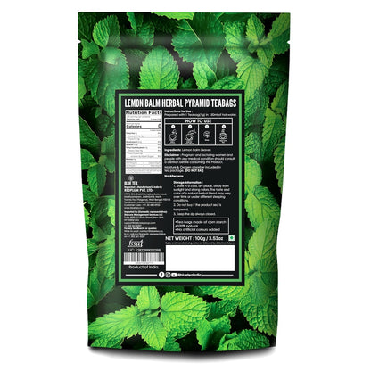 Blue TEA - Lemon Balm Tea - 100 Count - Plant Based Tea Bag, Relieves Stress - Improves Digestion, Reduces Bloating, Refreshing Citrus Flavour