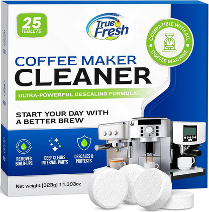 Coffee Maker Cleaner Tablets 25 Count, Coffee Machine Cleaner 1 Yr Supply | Removes Limescale, Mineral &amp; Oil Buildup, Coffee Pot Cleaner and Descaler for Keurig, Nespresso, Ninja, Breville and DeLonghi