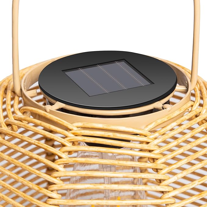 HPC Decor 2 PK Solar Lanterns-Outdoor Lanterns Waterproof, Rattan Solar Lights, Hanging Solar Lanterns Outdoor,Solar Lamp Lights,Decoration Lights for Garden,Patio,Porch,Trees,Pathway,Outside.
