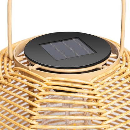 HPC Decor 2 PK Solar Lanterns-Outdoor Lanterns Waterproof, Rattan Solar Lights, Hanging Solar Lanterns Outdoor,Solar Lamp Lights,Decoration Lights for Garden,Patio,Porch,Trees,Pathway,Outside.