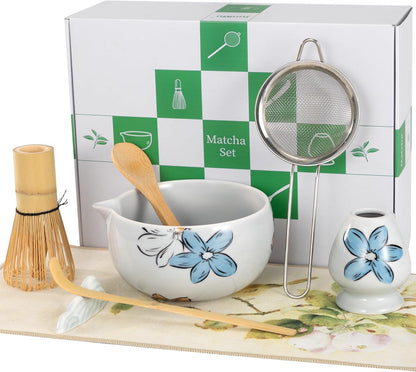 Matcha Whisk Set Cute,8pcs Matcha Set Whisk And Bowl,Matcha Kit Set With Bamboo Whisk,Ceramic Matcha Bowl,Sifter,Scoop,Holder,Towel,Stand,Spoon