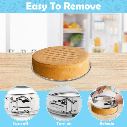 9 Inch Springform Pan with Silicone Pan Protector, 304 Stainless Steel Nonstick Leakproof Springform Cake Pan with Removable Bottom with 50pcs Parchment Paper