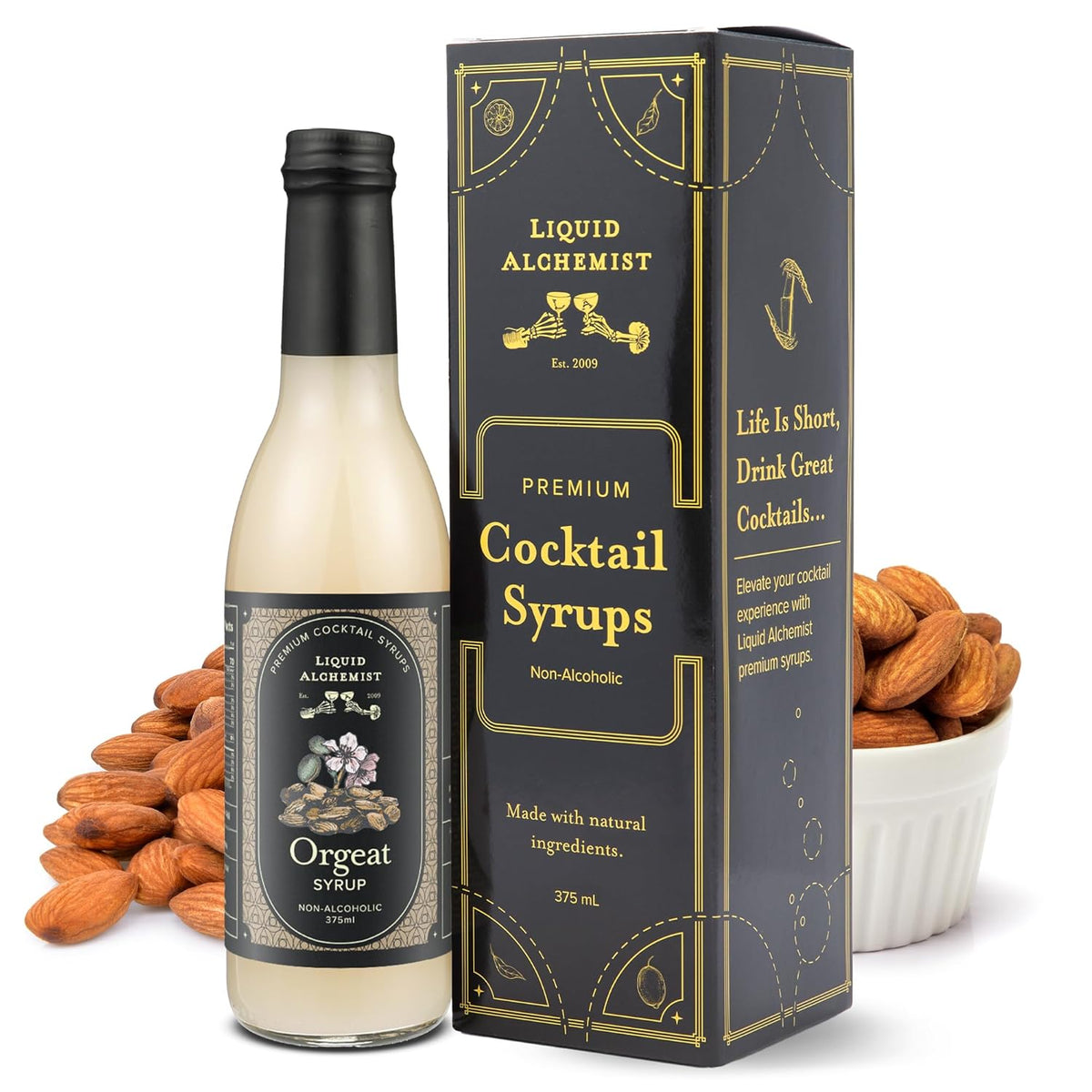 Liquid Alchemist Orgeat Syrup for Cocktails | Real Ingredients Make Our Almond Orgeat Syrup for Drinks the Perfect Mai Tai Mix | Small Batch, Non-GMO &amp; Vegan | 12.7 oz Drink Mixer, Pack of 1