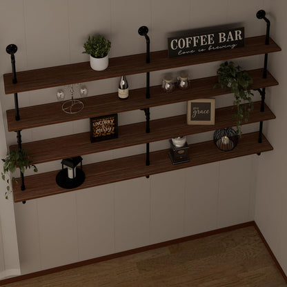 Floating Book Shelves for Wall 4 Tier 70 inch Bookshelf Industrial Pipe Shelving Shelves Bookcase Industrial Bookshelves Pipe Shelf Wood Wall Shelf