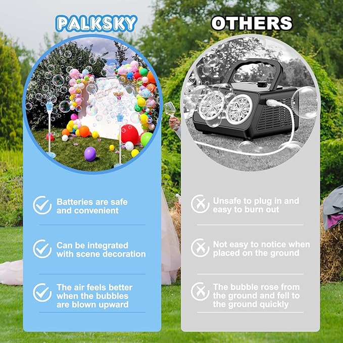 Palksky Bubble Machine with Lights for Outdoor - 2Pack, Height 47 Inches Bubbles Blower Maker for Kids Toddlers, Battery Automatic Bubbles Blower Maker for Outdoor/Indoor Wedding Birthday Party