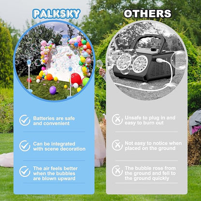 Palksky Bubble Machine with Lights for Outdoor - 2Pack, Height 47 Inches Bubbles Blower Maker for Kids Toddlers, Battery Automatic Bubbles Blower Maker for Outdoor/Indoor Wedding Birthday Party