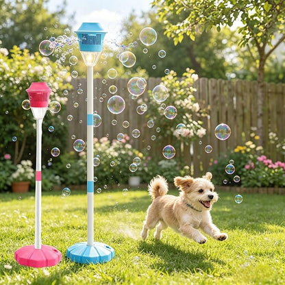 Street Lamp Bubble Tower with Lights, Rechargeable Standing Bubble Maker, Adjustable Height Street Light for Outdoor Garden, Patio, Wedding, Party and Event Decor (Red 1PACK)