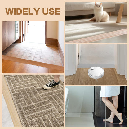 Floor Transition Strip Vinyl Door Threshold Ramp Self Adhesive Carpet Edging Strip Doorway Edge Trim, Overlap Edge Reducer for Laminate Carpet, Floor, Tile (Orange Oak, 2/5" to 3/5", 10Ft)