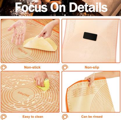 Silicone Pastry Mat 34x26 Inch - Nonstick Baking Mat Perfect for Dough, Pastry, Pie Crust, Fondant, Pasta/Pizza, Kitchen Counter