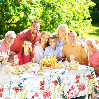 Breling 6 Pieces Wildflower Tablecloths Watercolor Floral Table Cover Wild Flower Plastic Tablecloth for Holiday Birthday Tea Party Weeding Baby Shower Decor, 54 x 108 Inch (Bright Style)