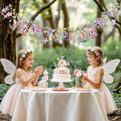 Fairy Party Decorations, Fairy Décor, Flower Banner for Fairy Birthday, Girls Baby Shower, First Birthday, Garden Party Celebration, Outdoor Indoor Fairy Tale Decorations