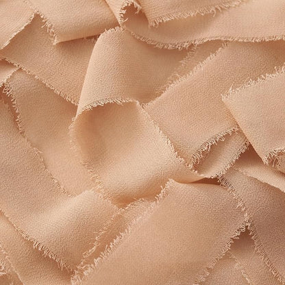 DORIS HOME Nude Chiffon Ribbon for Flower Bouquet, 2" x21Yd Fabric Ribbon for Gift Wrapping, Handmade Frayed Ribbon for Wedding/Christmas Decorations