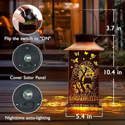 Homemory Mushroom Solar Lanterns Outdoor Waterproof, Birthday Gifts for Women Mom Grandma, LED Metal Decoration for Outside, Yard, Backyard, Porch, Lawn