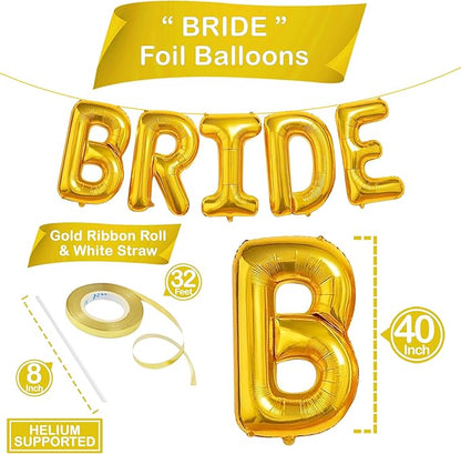 KatchOn, Giant Gold Bride Balloons - 40 Inch | Bachelorette Party Decorations | Gold Bride Balloon for Bridal Shower Decorations | Bridal Shower Balloon | Bachelorette Balloons