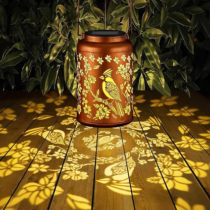 Red Bird Solar Lanterns Outdoor Waterproof Garden Decor Birthday Gifts for Women Mom Grandma Hanging Lights Metal Decoration Outside for Yard, Patio,Backyard,Porch