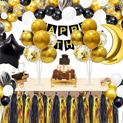 ZJDHPTY Gold Party Decorations,4 Set Balloon Stand with Pump and Gold Balloons for Birthday Bridal Shower Wedding Anniversary Retirement Mother's Day Father's Day New Year Graduation Decorations 2026