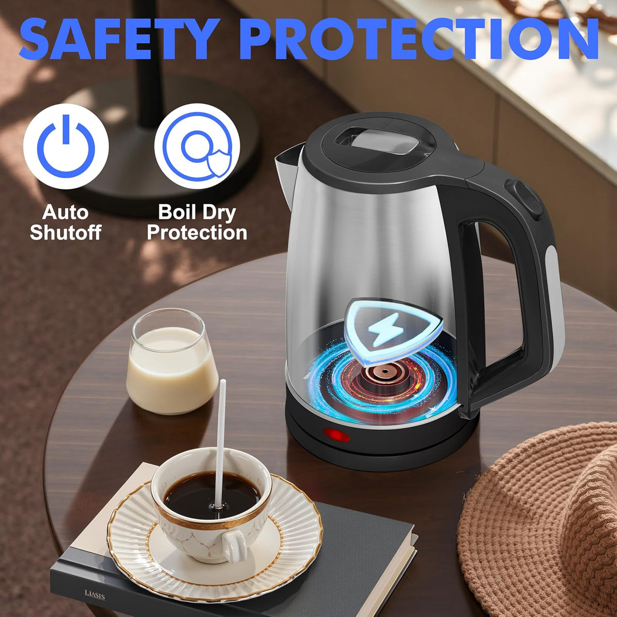 Stariver 2.5L Large Electric Kettle, BPA Free Stainless Steel Water Heater, Fast Boil Electric Tea Kettle