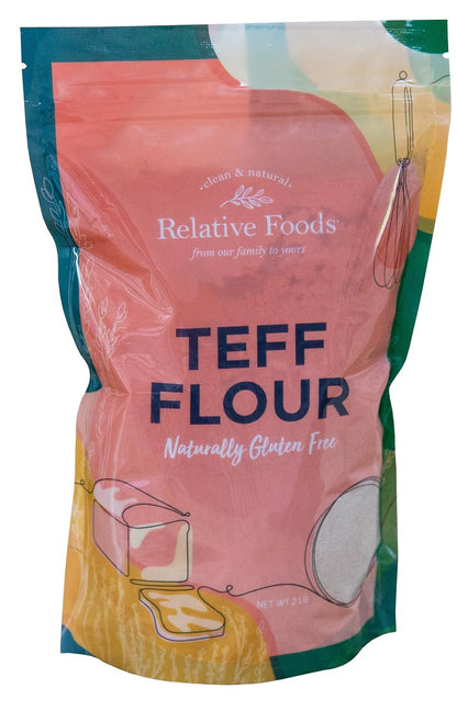 Relative Foods Teff Flour Ivory Brown – 2 lb | Naturally Gluten Free, Non-GMO, Vegan | USA Grown | Premium Ancient Grain Flour for Baking and Cooking