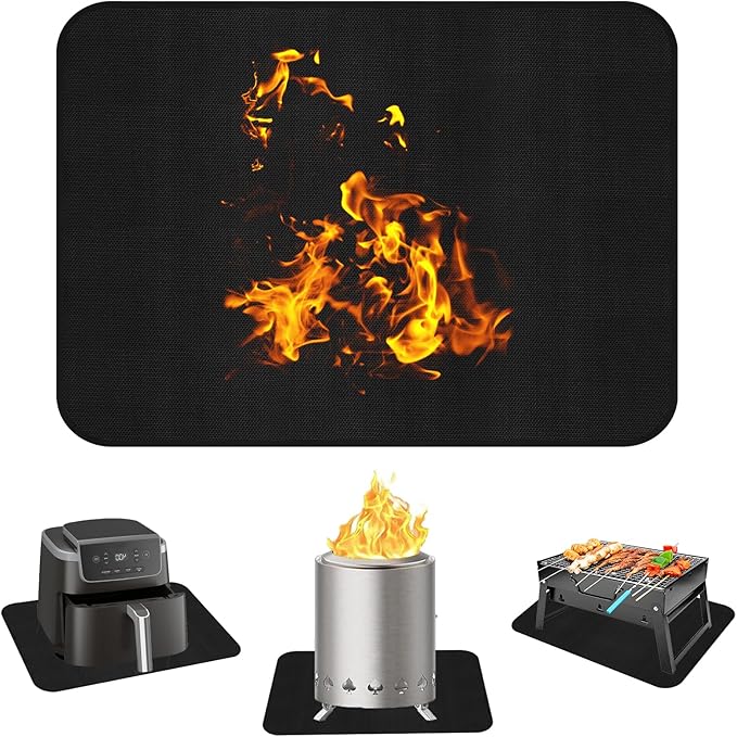 24 x18 inches Tabletop Grill Mat for Outdoor, Countertop Heat Resistant Fire Pit Mat for Solo Stove, Fireproof & Waterproof & Oil Proof