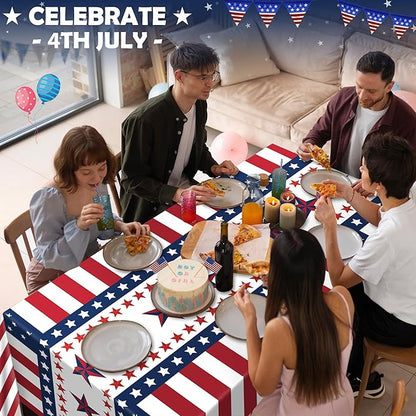 OHOME 4th of July Decorations - Red White and Blue Tablecloth for Memorial Day - Fourth of July Accessories for Home Outdoor | 250 America Anniversary USA Patriotic American Flag Party Favors,2 Pack