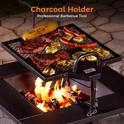 BALI OUTDOORS Fire Pit with BBQ, Outdoor Fire Pit for Wood Burning, Patio Firepits for Outside with Grill