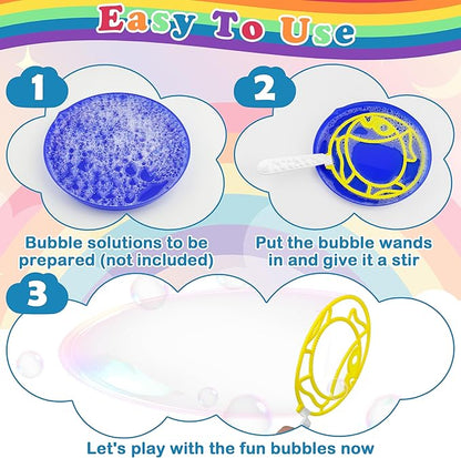 Giant Bubble Wand Kit, 24 Pcs Big Bubble Wands Set with Tray Funny Bubble Maker for Kids Summer Outdoor Birthday Party Favors Gifts
